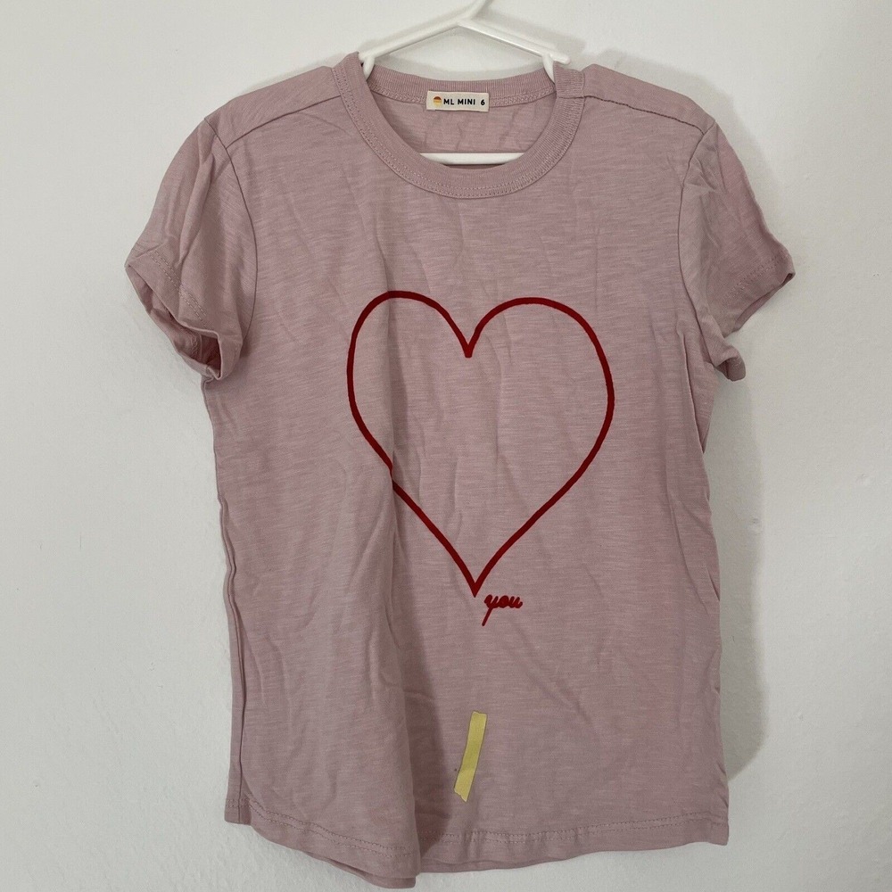 Marine Layer mini Pink heart Shirt Size‎ 6 NWOT Has Flaw